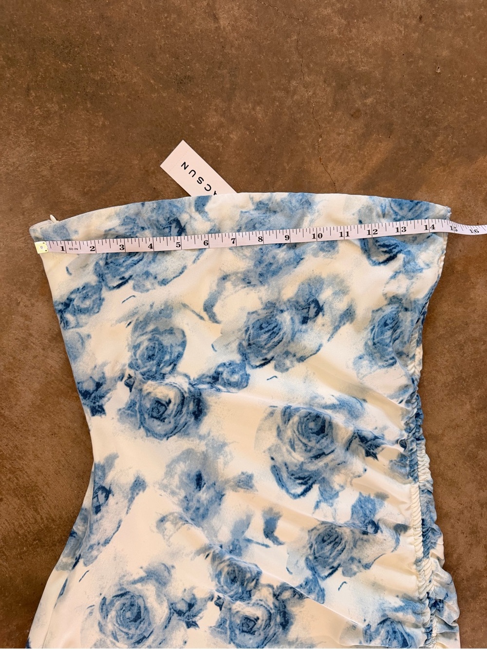 L.A. Hearts Pacsun Blue Floral Strapless Ruched Mini Dress NWT Size S - Picture 4 of 12
